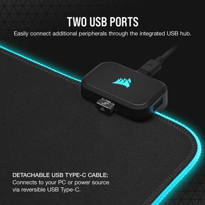Corsair MM700 RGB Extended 3XL Gaming Mouse Pad, 1120x610mm, schwarz