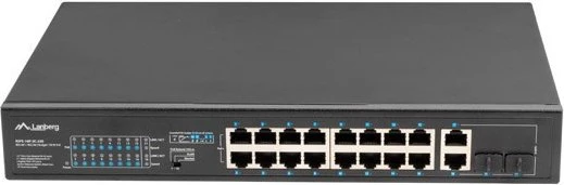Lanberg RSFE Rackmount Switch, 16x RJ-45, 2x RJ-45/SFP, 250W PoE+
