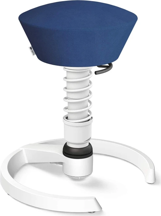 Aeris Swopper New Edition Bürohocker mit Gleitern, Feder Standard, Gestell Alu weiß, Bezug Mikrofaser Comfort blau