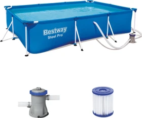 Bestway Steel Pro Deluxe Splash Frame Pool Set rechteckig 300x201x66cm