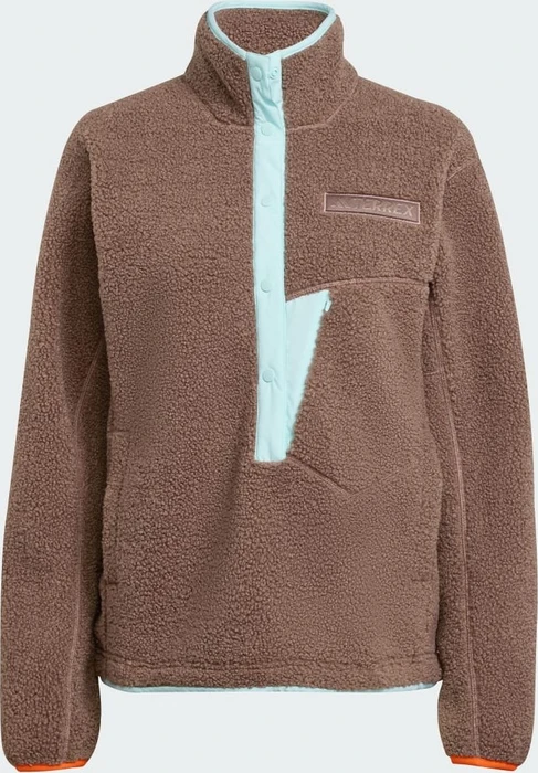 adidas Terrex Xploric High Pile Fleece Pullover earth strata/semi flash aqua (Damen)