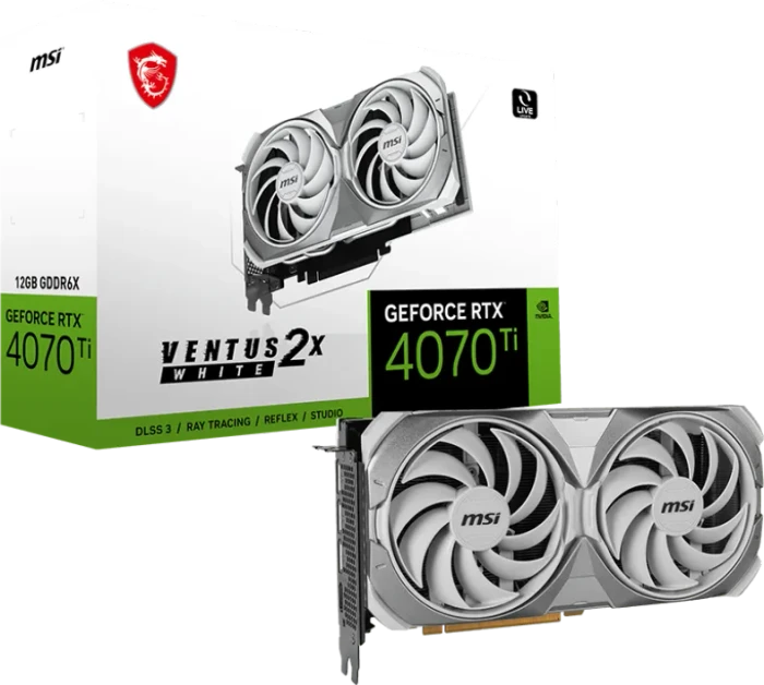 MSI GeForce RTX 4070 Ti Ventus 2X White 12G, 12GB GDDR6X, HDMI, 3x DP