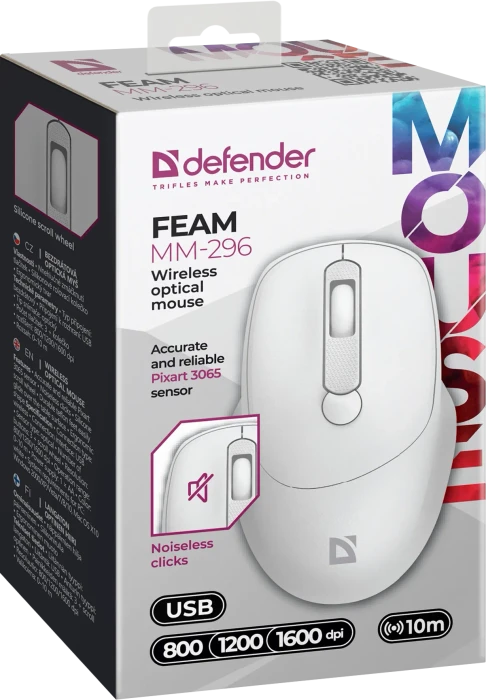 Defender Feam MM-296 Wireless Optical Mouse weiß, USB