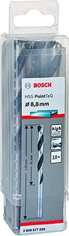 Bosch Professional HSS PointTeQ Spiralbohrer, 8.8x81x125mm, 10 Stück