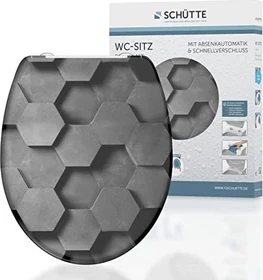 Schütte Duroplast WC-Sitz mit Absenkautomatik und Schnellverschluss grey hexagons