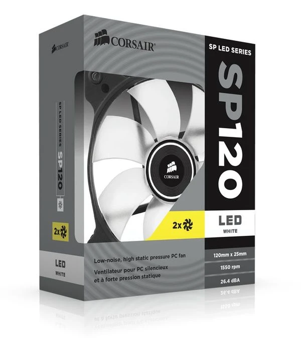 Corsair Air Series SP120 LED White High Static Pressure, 120mm, 2er-Pack