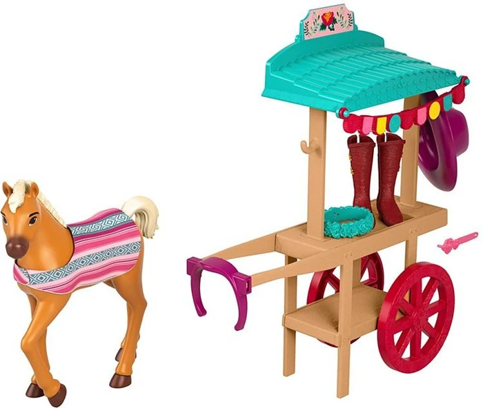 Mattel Spirit Untamed - Festival Karren mit Reitausrüstung & Pony