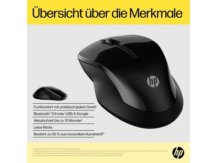 HP 250 Dual Mode Wireless Mouse, schwarz, USB/Bluetooth