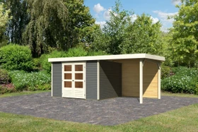 Karibu Askola 5 Gartenhaus inkl. Anbau 2.4m + Rückwand terragrau