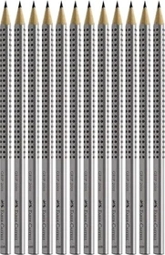 Faber-Castell Grip 2001 Bleistift HB graphit, silber, 12er-Pack