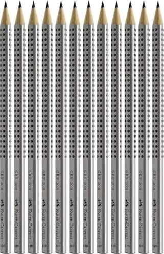 Faber-Castell Grip 2001 Bleistift HB graphit, silber, 12er-Pack
