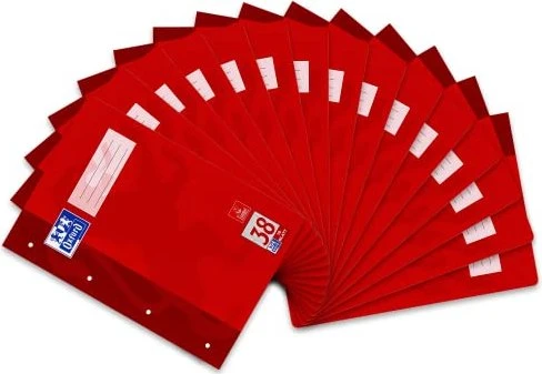 Oxford Schulheft, A4, Lineatur 38, rot, 16 Blatt, 15er-Pack