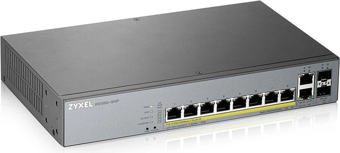 Zyxel GS1350 Desktop Gigabit Smart Switch, 10x RJ-45, 2x SFP, 130W PoE+