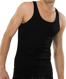 Schiesser Feinripp Shirt ärmellos schwarz (Herren)