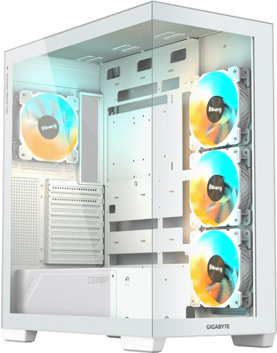 GIGABYTE AORUS C500 Panoramic Stealth Ice, weiß, Glasfenster