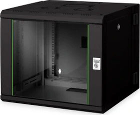 Digitus Professional Unique Serie Wandschrank 9HE, zweiteilig, schwenkbar, Sicherheitsglastür, IP2X, schwarz, 600mm tief
