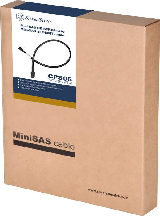 SilverStone CPS06, Slimline miniSAS HD SFF-8643 auf miniSAS SFF-8087, 60cm