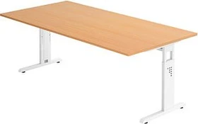 Hammerbacher Ergonomic O-Serie OS2E/6/W Schreibtisch 200x100cm Buche/weiß