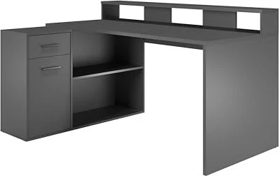 Trendteam Schreibtisch-Kombination mit Schrankelement 160x76cm schwarz/schwarz