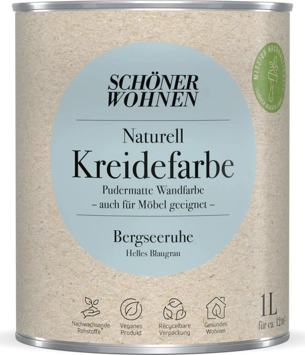 Schöner Wohnen Naturell Kreidefarbe innen bergseeruhe helles blaugrau, 1l