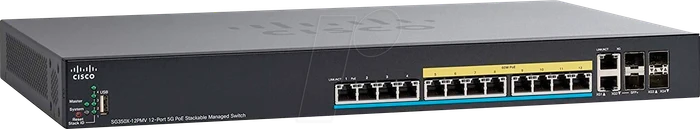 Cisco SG350X Rackmount 5G Managed Switch, 12x RJ-45, 2x SFP+, 2x RJ-45/SFP+, 375W UPoE
