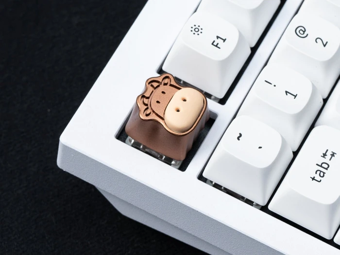 Keychron Cute Cows Alu Alloy Artisan Keycap, Silikon, Aluminium, rosa/braun, 1 Taste