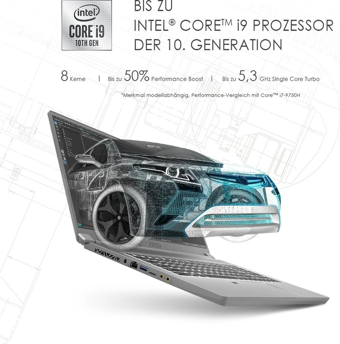 MSI WS75 10TM-498 Mobile Workstation WS75 10TM-498, Space Grey, Core i9-10980HK, 32GB RAM, 1TB SSD, Quadro RTX 5000 Max-Q, DE