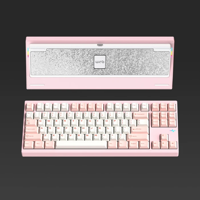Wobkey Crush 80 Reboot Pro, Pink, LEDs RGB, Kailh Cocoa, USB/Bluetooth, US