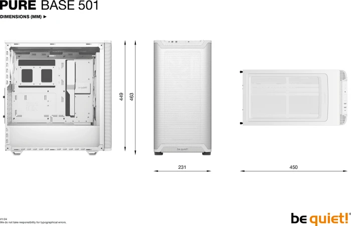 be quiet! Pure Base 501 Airflow Window White, Glasfenster