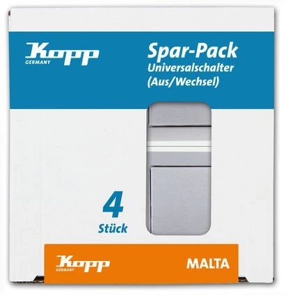 Kopp Malta Profi-Pack: 4 Universalschalter, silber