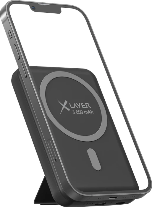 XLayer MagFix Pro 2in1 Powerbank mit Standfuß 5000mAh schwarz