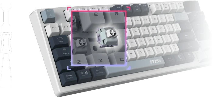 MSI FORGE GK600 TKL Wireless Sky, LEDs RGB, hot-swap, KKT Purple Star, USB/Bluetooth, FR