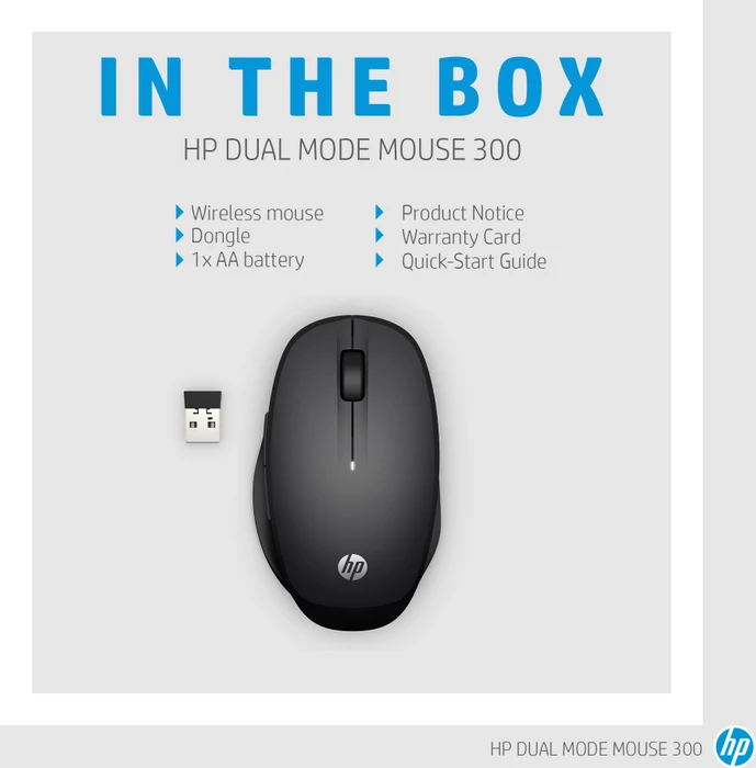 HP Dual Mode Mouse 300 schwarz, USB/Bluetooth