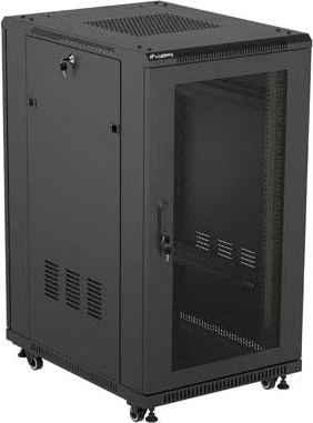 Lanberg 19" Rackschrank 22HE, LCD, freistehend, Flat Pack, V2, Gitternetztür, IP20, RAL 9004, 800mm tief