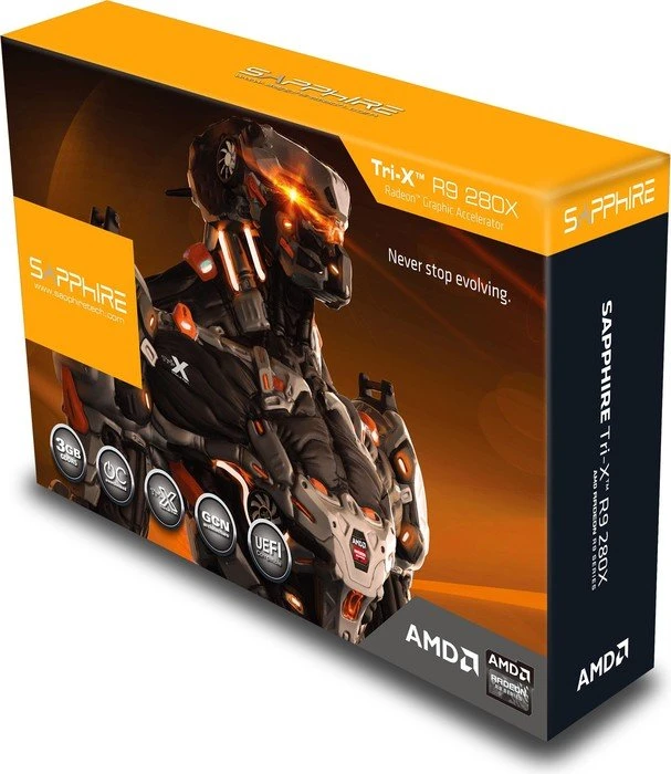 Sapphire Radeon R9 280X Tri-X OC, 3GB GDDR5, 2x DVI, HDMI, 2x mDP, full retail