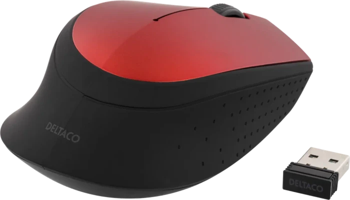Deltaco Wireless Optical Mouse rot/schwarz, USB