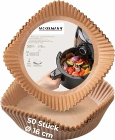 Fackelmann Backpapier für Heißluftfritteuse rund 16cm, 50 Stück