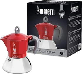 Bialetti Moka Induktion 2 Tassen Espressokanne rot