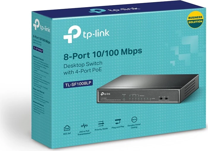 TP-Link TL-SF1000 Desktop Switch, 8x RJ-45, 41W PoE