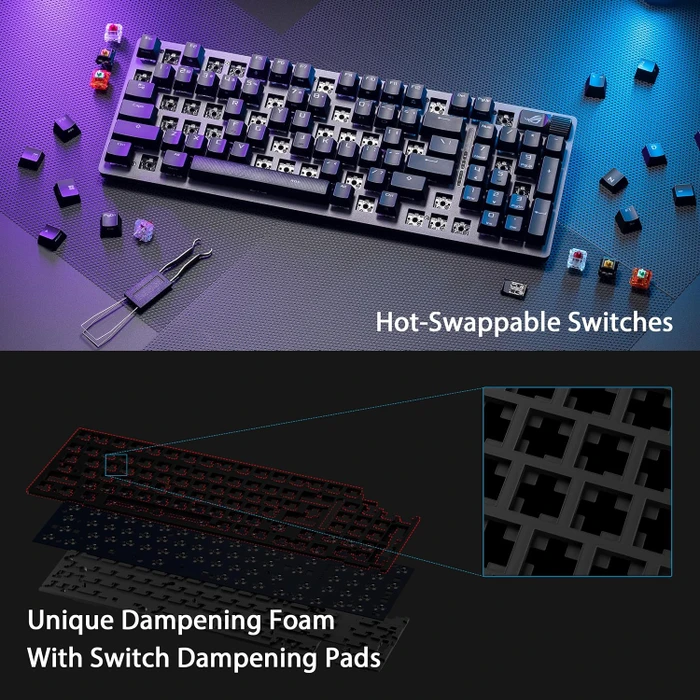ASUS ROG Strix Scope II 96 Wireless, PBT, hot-swap, ROG NX SNOW, USB/Bluetooth, DE