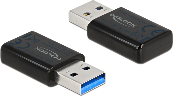 DeLOCK USB 3.0 DualBand Micro Stick, schwarz, 2.4GHz/5GHz WLAN, USB-A 3.0 [Stecker]