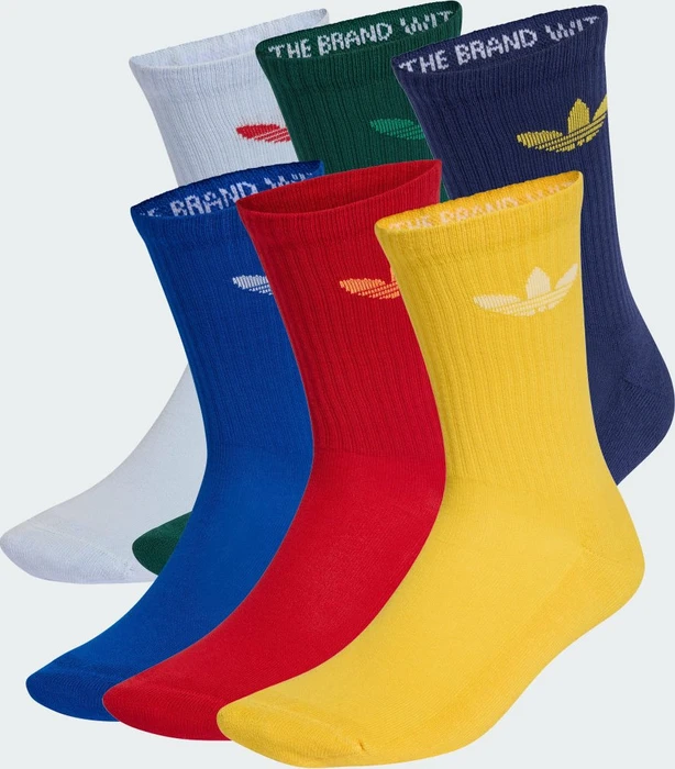 adidas Trefoil Cushion Crew Socken crystal sky/dark blue/better scarlet/collegiate green, 6 Paare