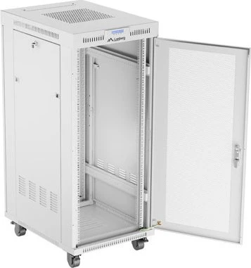 Lanberg 19" Rackschrank 27HE, LCD, freistehend, Flat Pack, Gitternetztür, IP20, RAL 7035, 800mm tief