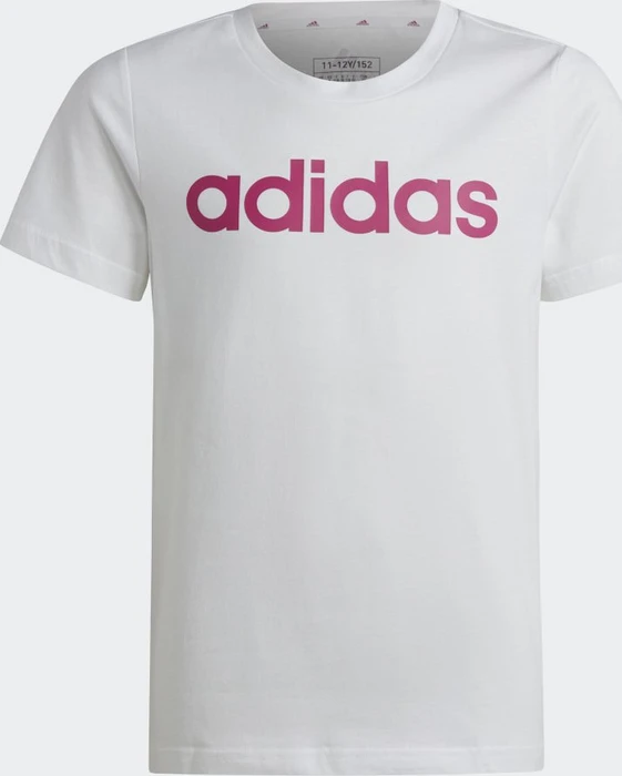 adidas Essentials Linear Logo Cotton Slim Fit T-Shirt kurzarm white/semi lucid fuchsia (Junior)