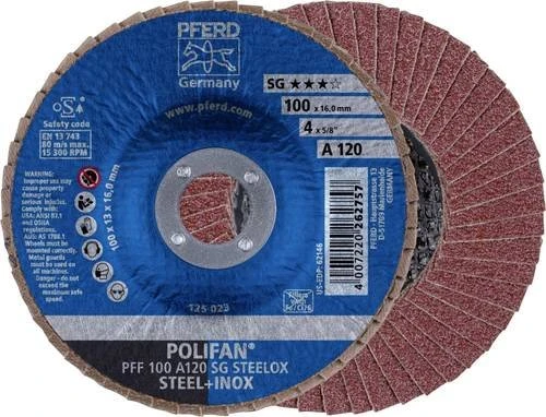 Pferd PFF 100 A 120 SG STEELOX/16.0 POLIFAN Fächerschleifscheibe K120, 100x16mm, 10 Stück