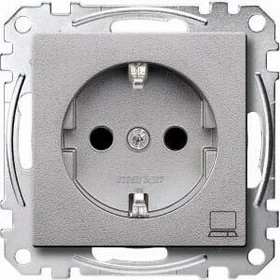 Merten System M SCHUKO-Steckdose mit Kennzeichung Computer Thermoplast edelmatt, aluminium