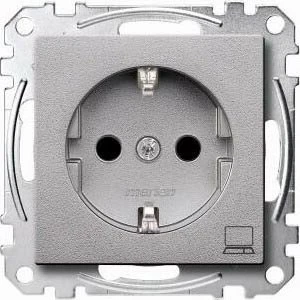 Merten System M SCHUKO-Steckdose mit Kennzeichung Computer Thermoplast edelmatt, aluminium