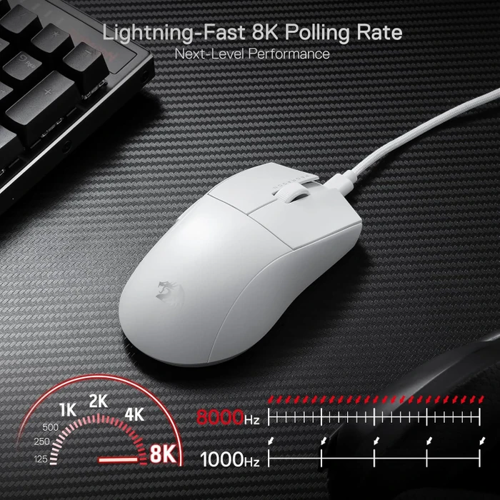 Redragon M996 K1NG 8K Ultra-Lightweight Wired Gaming Mouse weiß, USB
