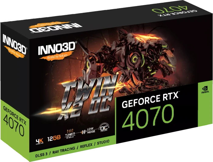 INNO3D GeForce RTX 4070 Twin X2 OC, 12GB GDDR6X, HDMI, 3x DP