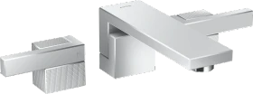 Hansgrohe AXOR Edge 3-Loch Waschtischarmatur Unterputz für Wandmontage mit Auslauf 190 mm und Push-Open Ablaufgarnitur diamantschliff chrom